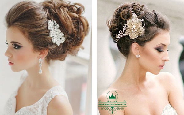 Tóc bạn sẽ được làm nổi bật hơn với những bông hoa cài tóc cô dâu nhỏ nhắn, xinh xắn