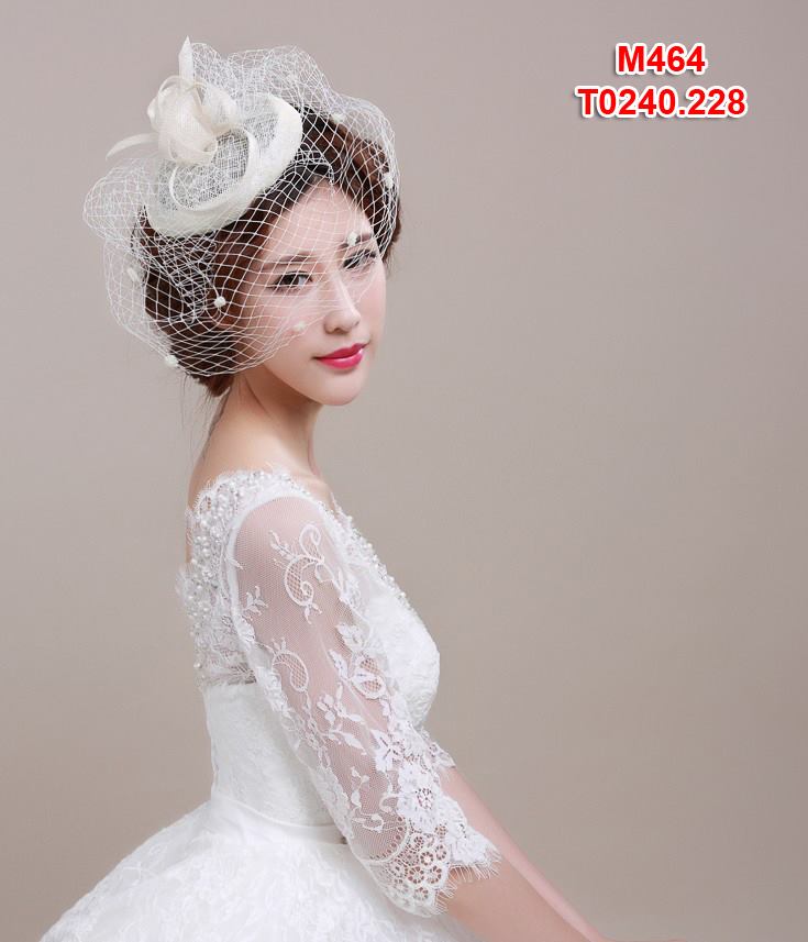 Mũ cô dâu dễ thương ren màu trắng